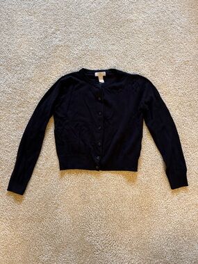 H&M Black Crewneck Button-Up Cardigan